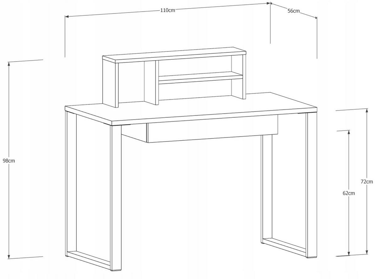 SCHREIBTISCH UNDIO Artisan Eiche-Schwarz 110/56/72 cm - Multicolor, Holzwerkstoff (56/110/72cm) - Matkam Möbel