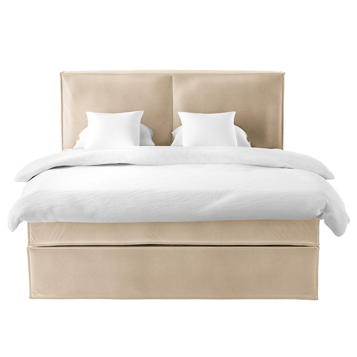 BOXSPRINGBETT mit Kopfteil - Premium - Beige, Textil (200/200cm) - home24