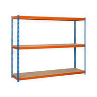 SCHWERLASTREGAL Wood Beast Three HxBxT 150 x 150 x 75 cm 3 Ebenen Fachlast 600 kg Blau-Orange - Gelb, Metall (150/150/75cm) - PROREGAL