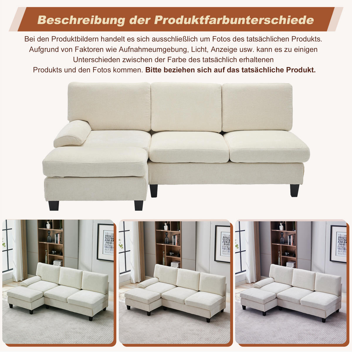 ECKSOFA aus Stoff 194x118x81 cm in Beige mit Schlaffunktion - Beige, Textil (118/81/194cm) - Modfu