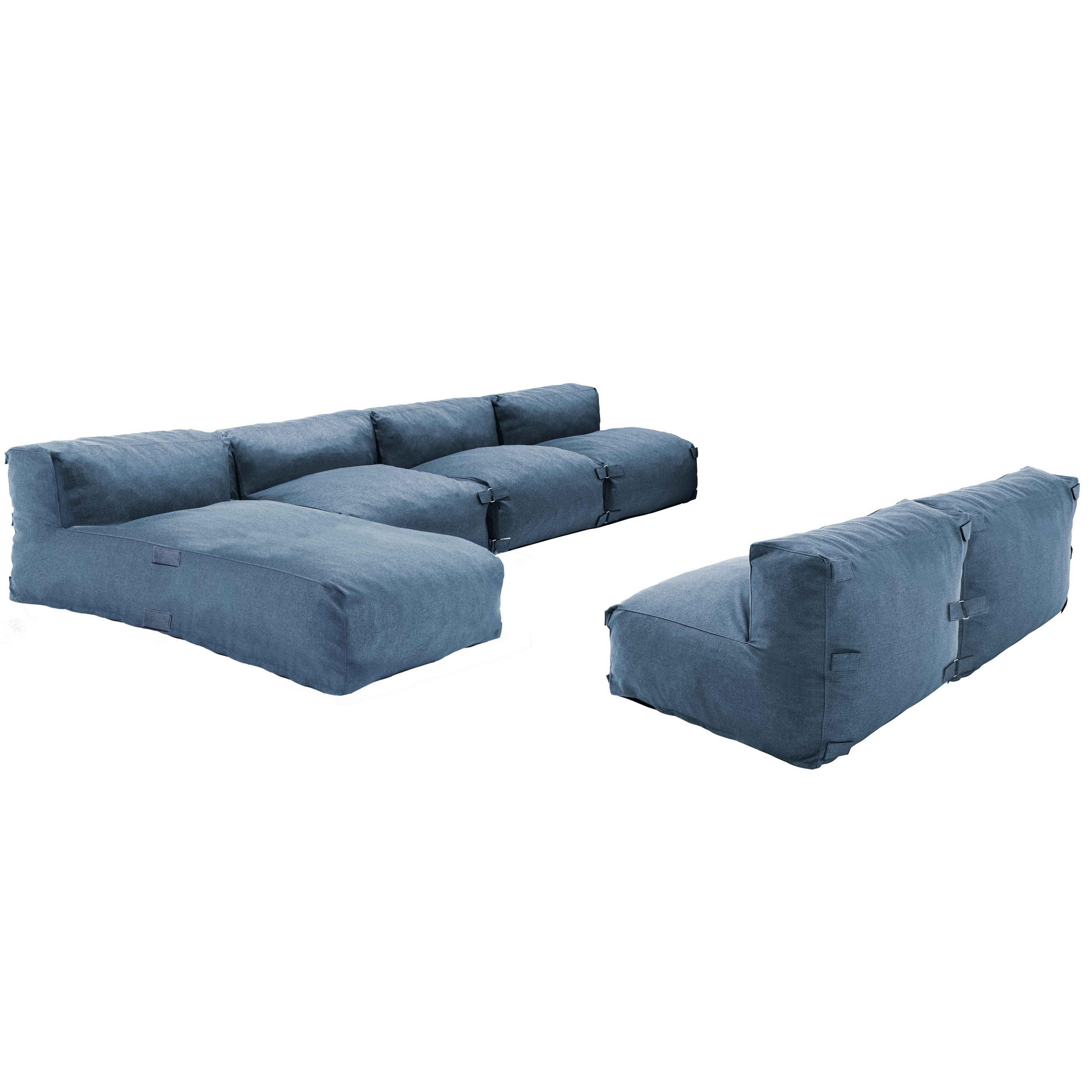 GARTENSOFA mit 6 Sitzplätzen, Pazifikblau - Blau, Textil - Oviala