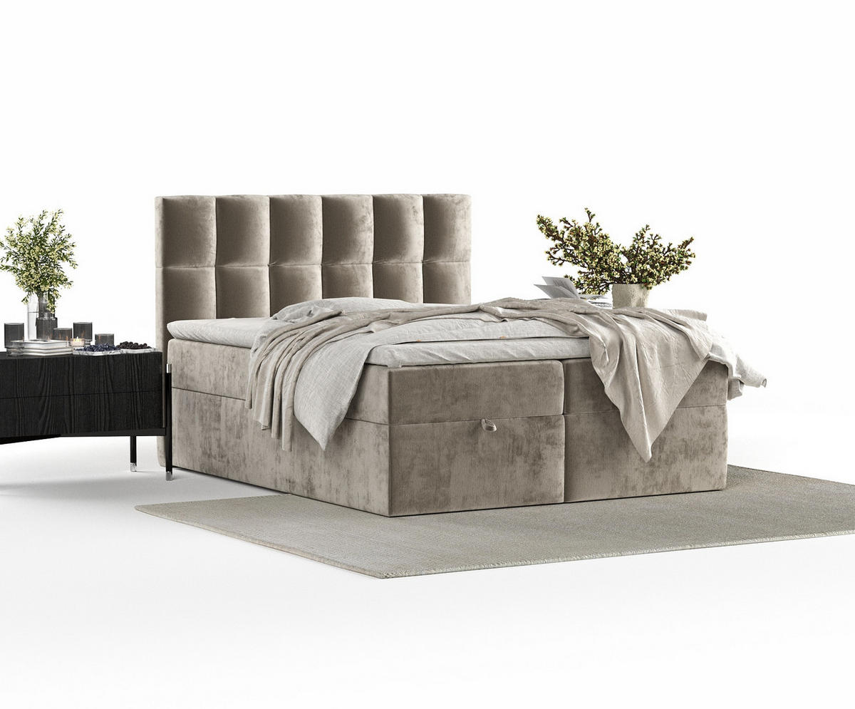 BOXBETT Essence Beige 200/200 cm - Beige/Schwarz, Holz/Holzwerkstoff (200/200cm) - Maison de Reve