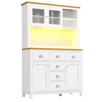 BUFFET DE-38438 104/40/180 cm mit LED-Beleuchtung und 4 Türen Weiß - Weiß, Holzwerkstoff (104/180/40cm) - ComfortXL