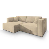 ROHOVÁ SEDAČKA NERIO krémová - šedá/krémová, dřevo/textil (245/148cm) - MASSENO