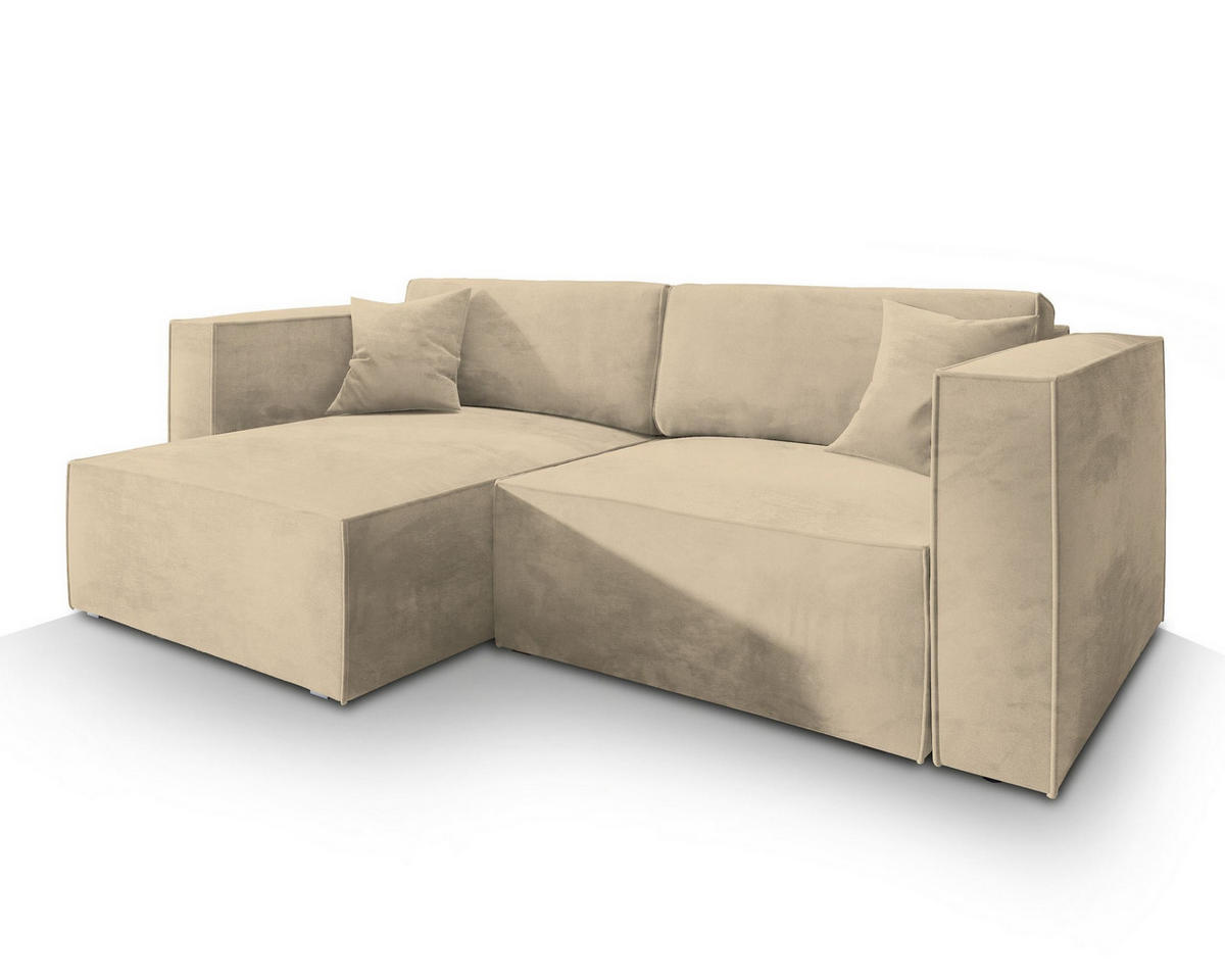 ROHOVÁ SEDAČKA NERIO krémová - šedá/krémová, dřevo/textil (245/148cm) - MASSENO