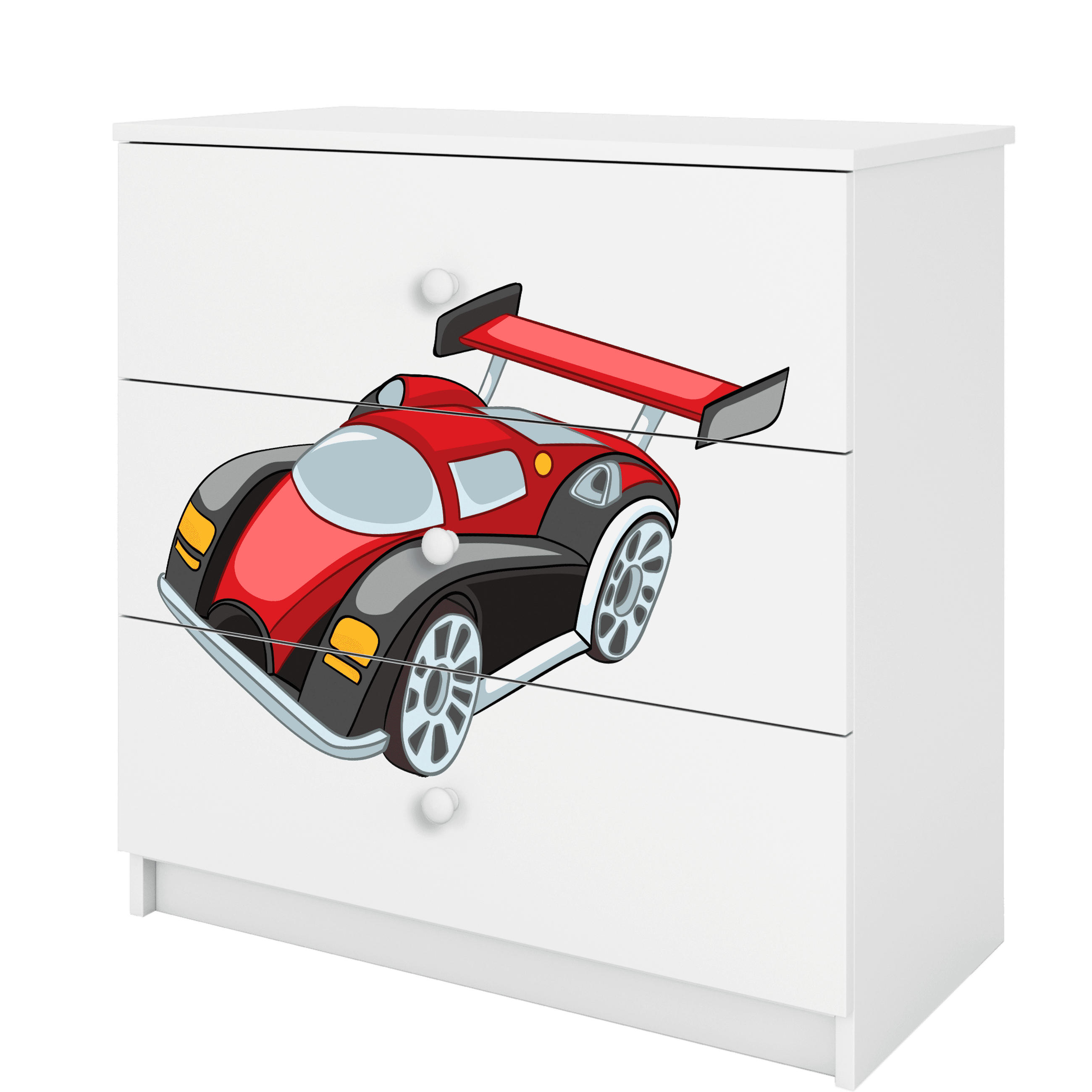KOMMODE Babydreams Rennwagen 81/81/41 - Weiß, Holzwerkstoff (81/81/41cm) - RAUMHIRSCH FURNITURE