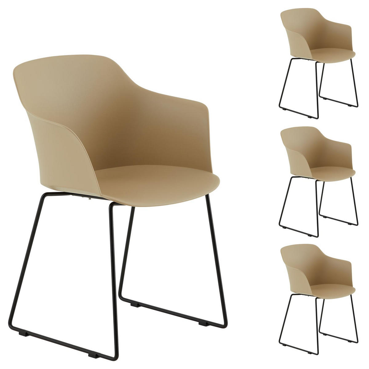 GARTENSTÜHLE FORO 4ER-SET - Beige, Textil (58/82/52cm) - IDIMEX