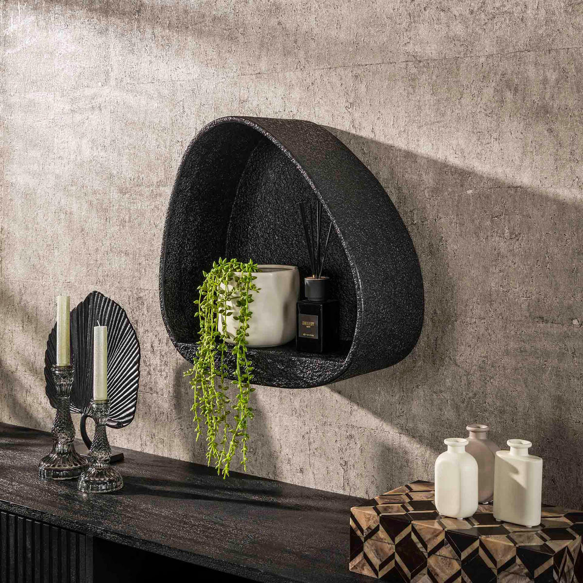 WANDREGAL Metenli Grau 21/42/45 cm - Grau, Holz (42/45/21cm) - Hoyz Collection