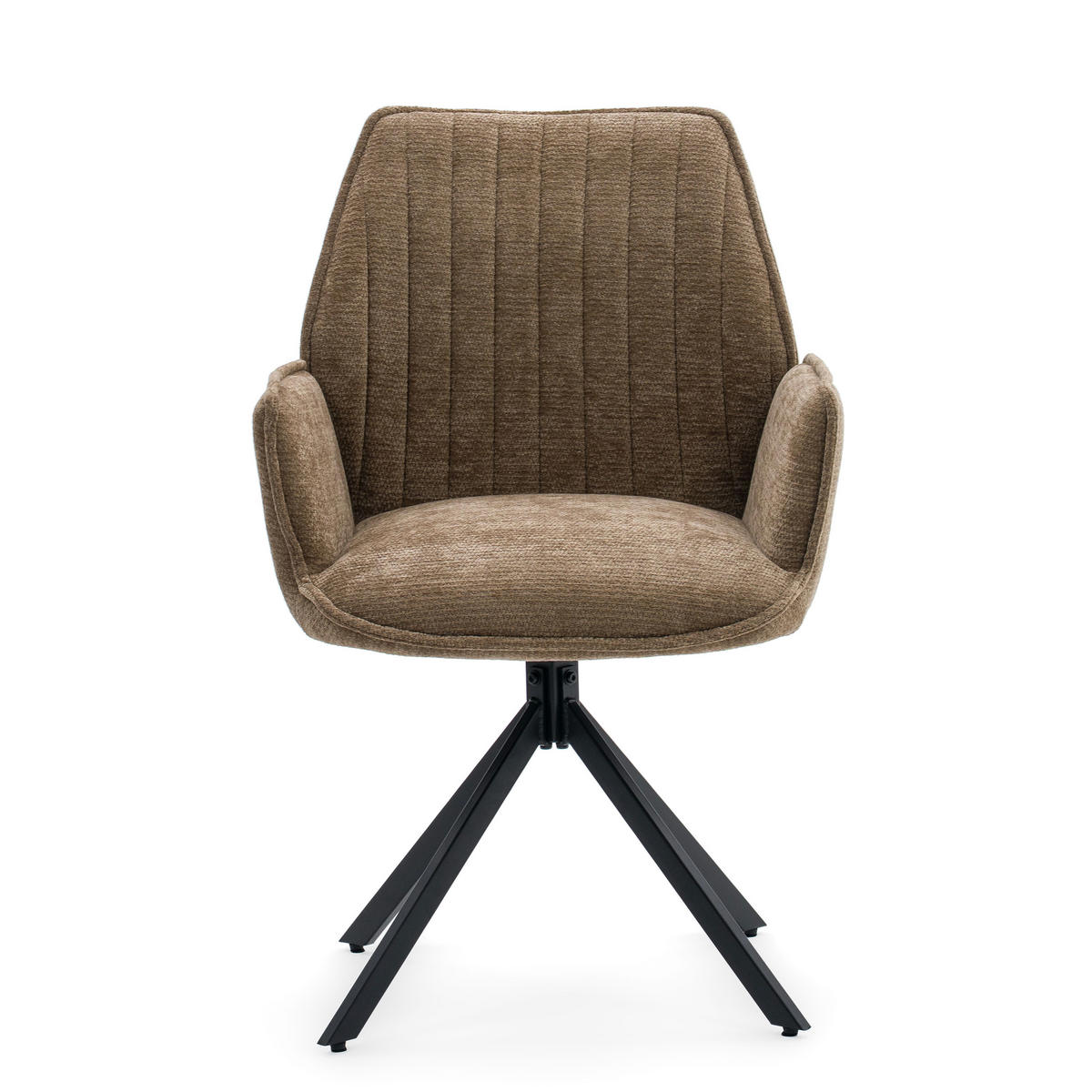 STUHL MERANO drehbar gepolsterter mit Steppung - braun - Chenille - Schwarz/Braun, Textil/Metall (58/90/61cm) - NEW HOME