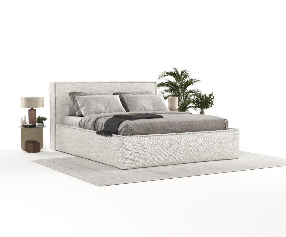 POLSTERBETT Sato mit Stauraum 140/200 cm Hellgrau im Modesto Stoff - Hellgrau/Schwarz, Holz/Holzwerkstoff (140/200cm) - AltaBeds