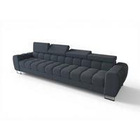 SOFA 4-sitzer Bastien In Stoff Gemma - Dunkelgrau, Holzwerkstoff/Textil (335/95/97cm) - Fun Möbel
