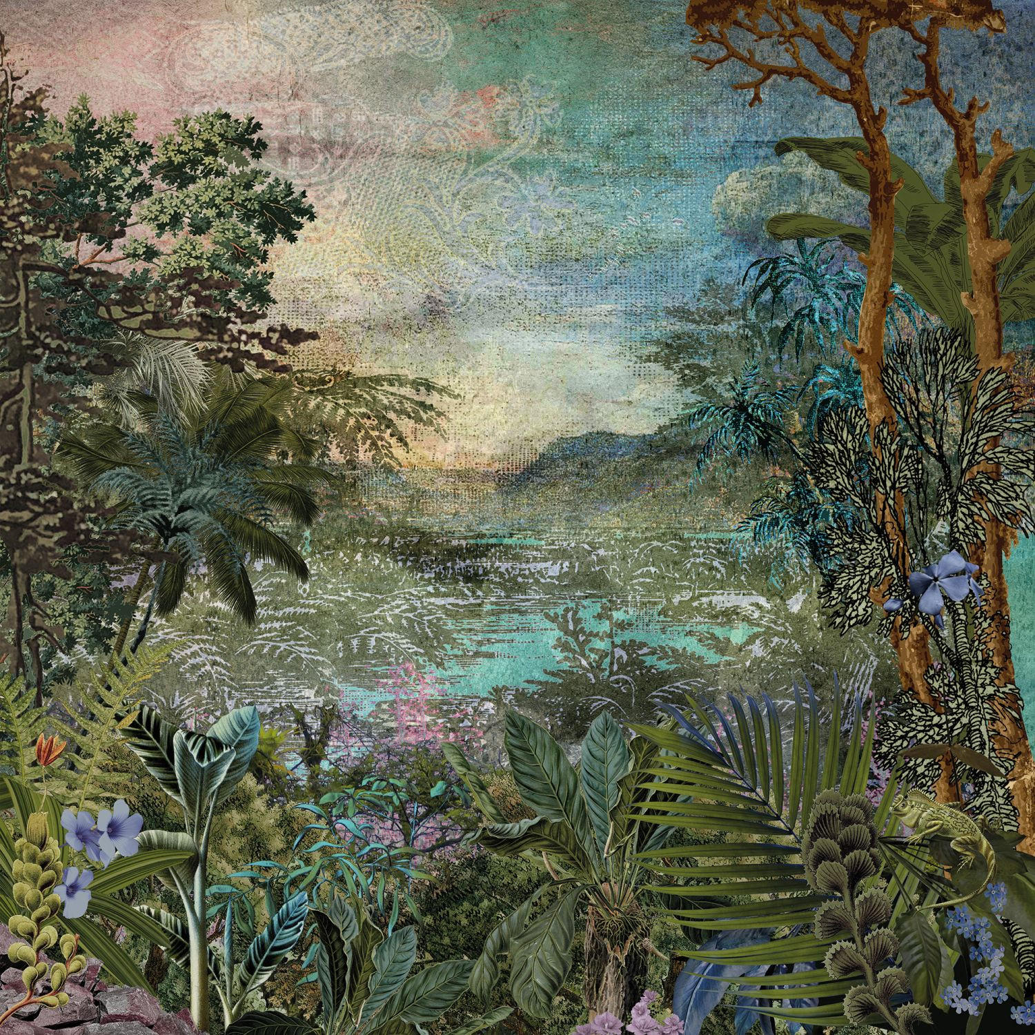 FOTOTAPETE Dschungelmuster 250 x 250 cm - Grün, Papier (250/250cm) - Sanders & Sanders