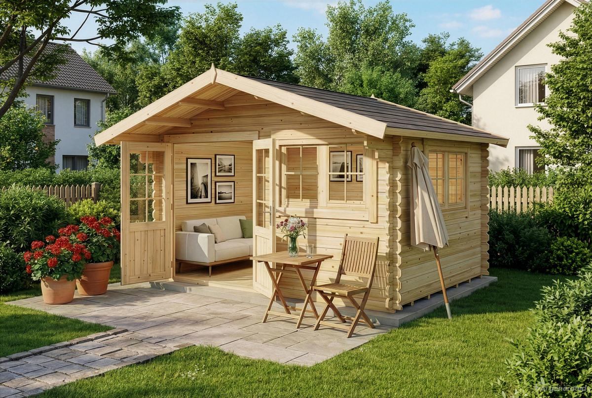 GARTENHAUS Holz Gabriel - Naturfarben, Holz (438/268/367cm) - Alpholz