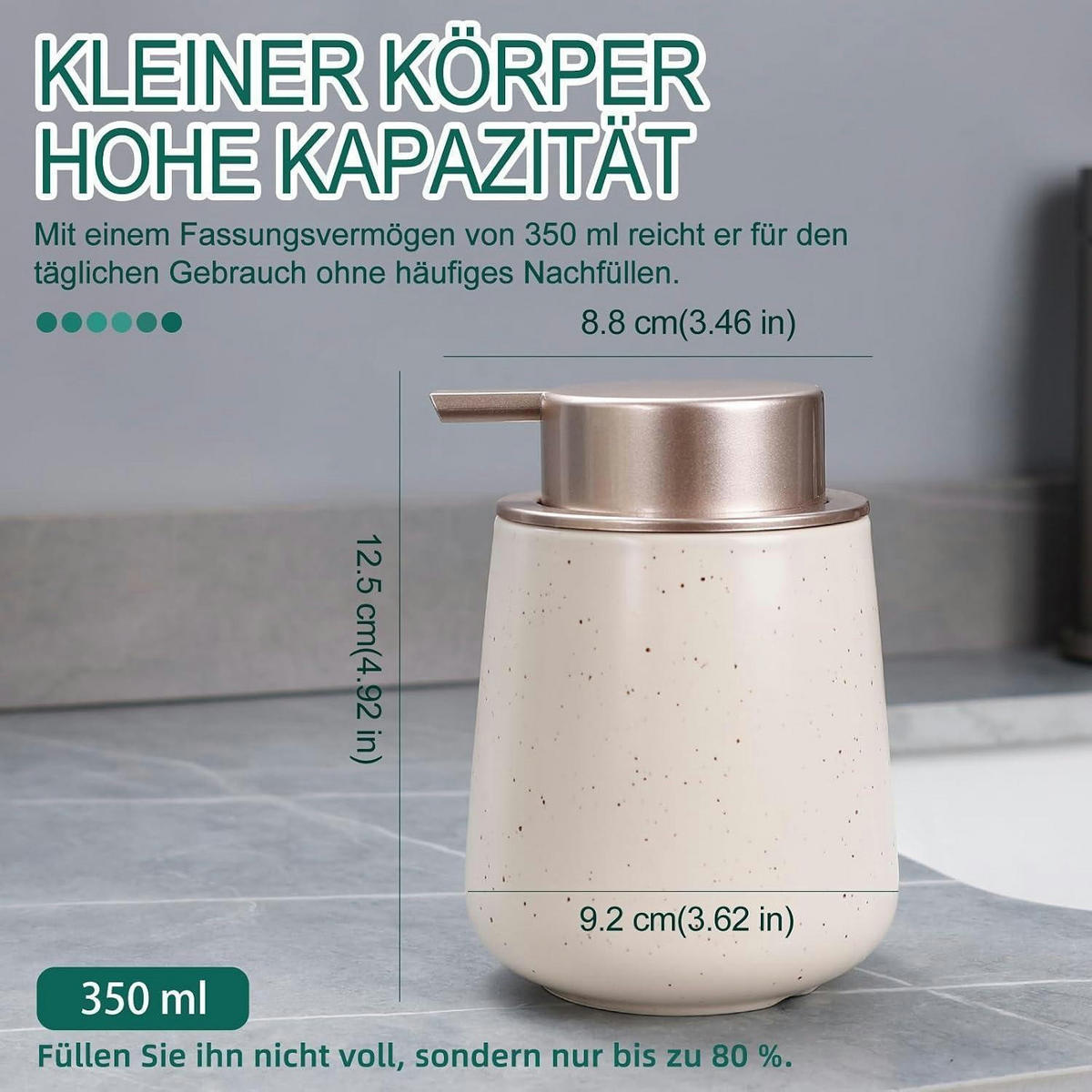 SCHAUMSEIFENSPENDER Keramik Beige 350 ml - Beige, Keramik (9/12/9cm)