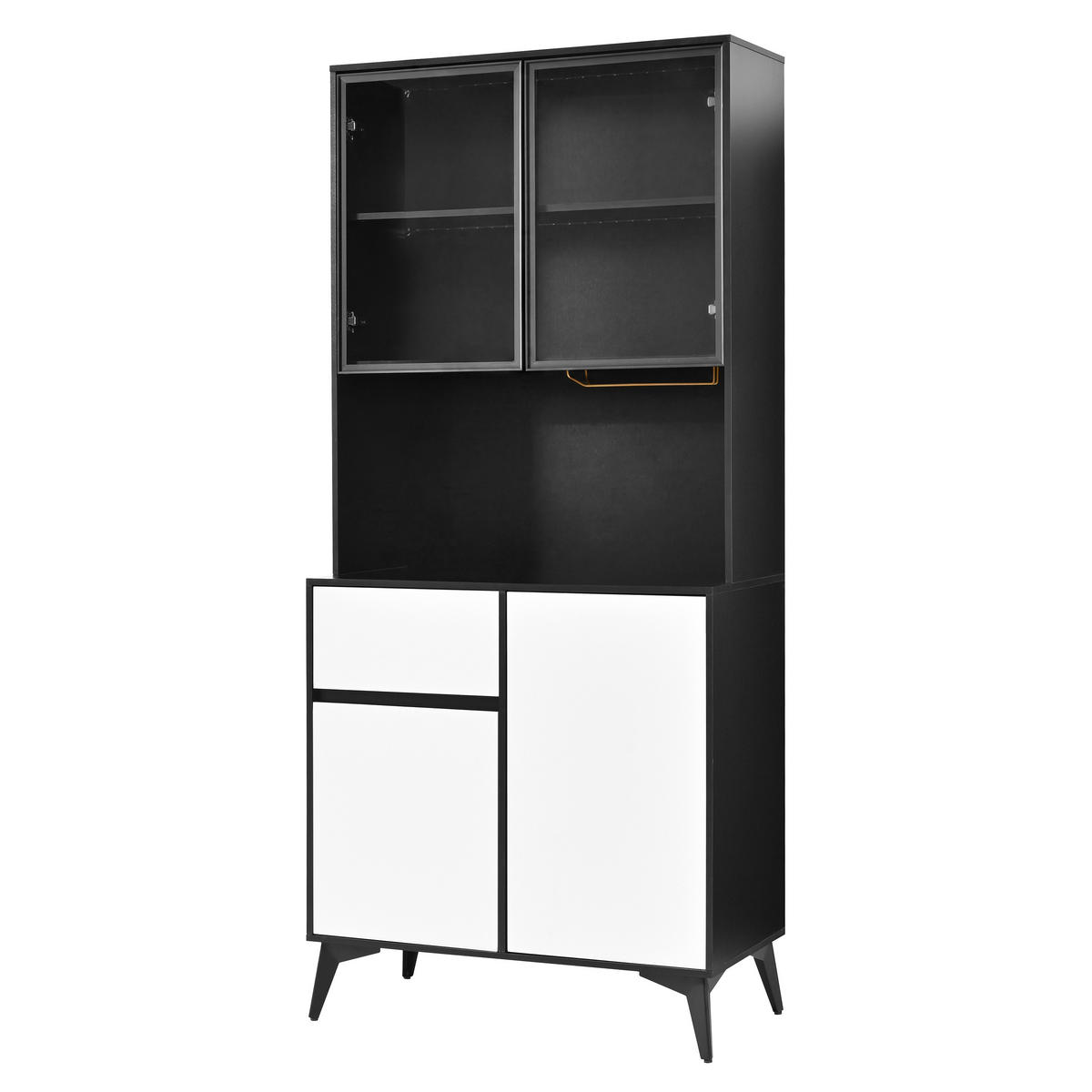 VITRINE LED Hochschrank Glas MDF Schwarz Weiß Modern - Multicolor, Holzwerkstoff (80/180/40cm) - FLIEKS
