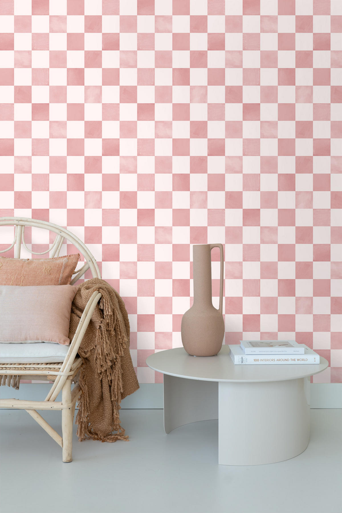 TAPETE Karomuster 50 x 900 cm - Pink, Papier (50/900cm) - ESTAhome