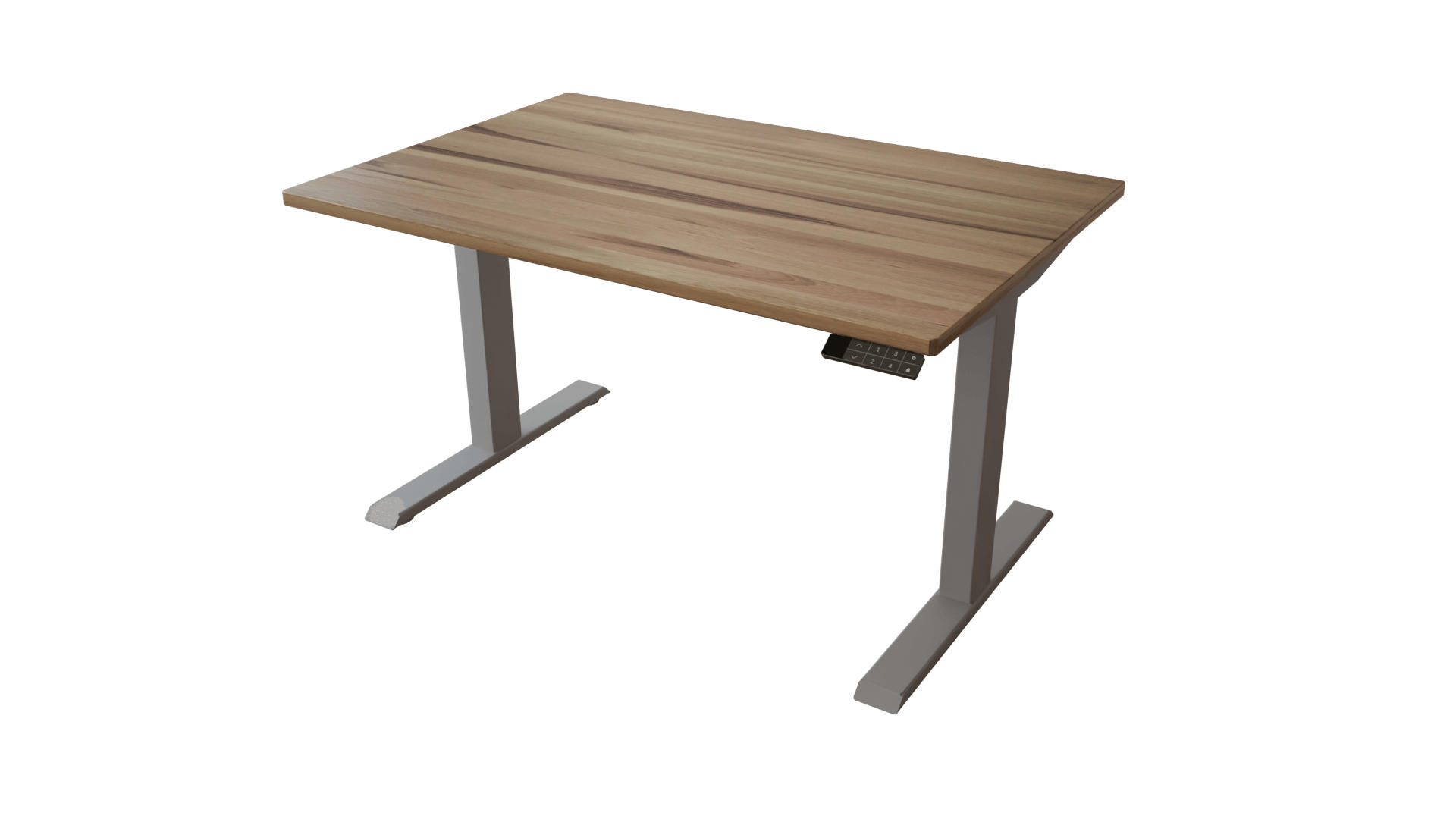 SCHREIBTISCH 120/80 elektrisch höhenverstellbar aus Kernbuche - Silber - Braun/Grau, Holz (80/120/72.5cm) - MeinMassivholz