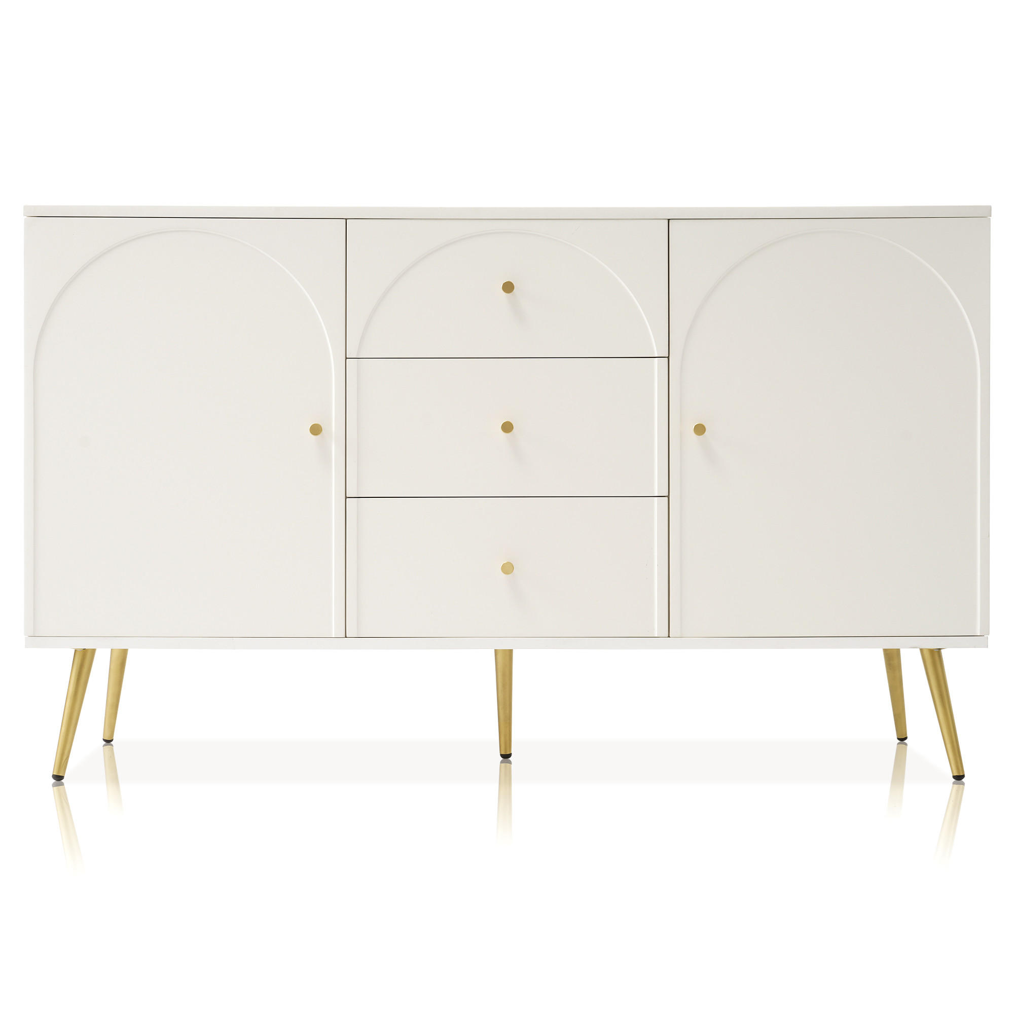 SIDEBOARD Cremeweiß 140/40/84 cm - Creme, Holzwerkstoff/Metall (40/84/140cm) - Urban Meuble