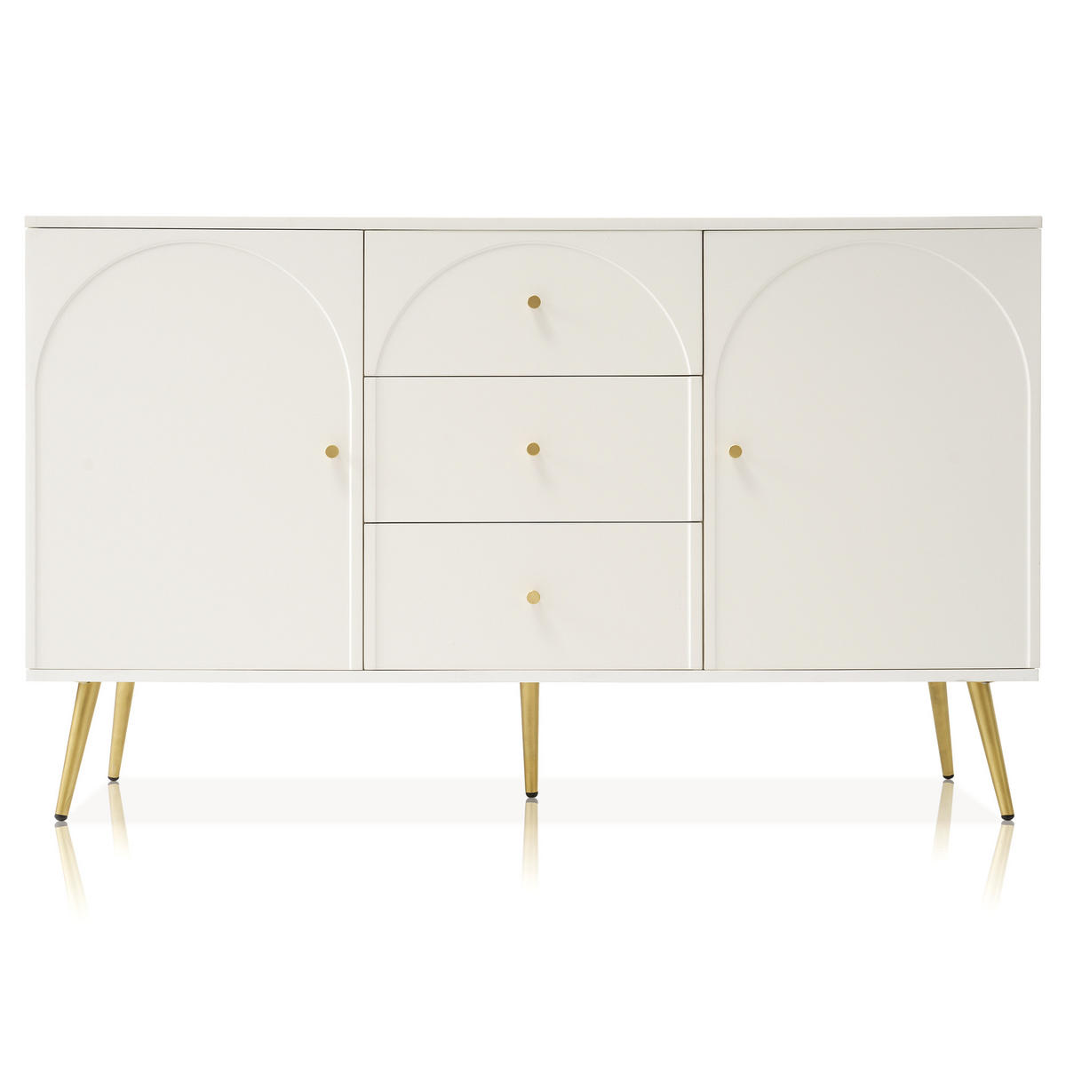 SIDEBOARD Cremeweiß 140/40/84 cm - Creme, Holzwerkstoff/Metall (40/84/140cm) - Urban Meuble