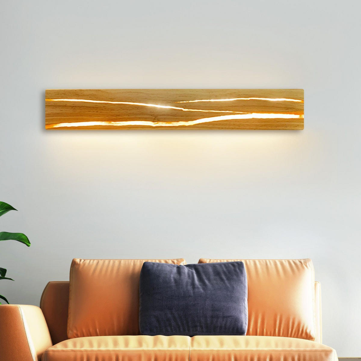 LED WANDLEUCHTE Olenly 50/8/3 cm - Braun, Holz/Metall (8/3/50cm) - ZMH