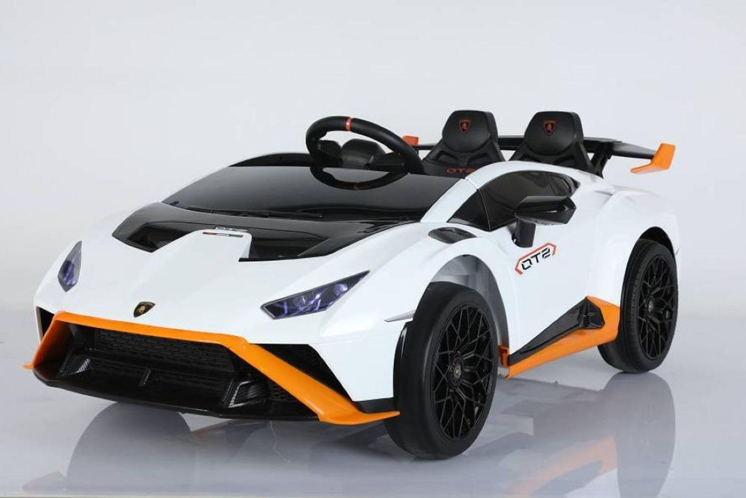 KINDER ELEKTROAUTO Lamborghini Huracan STO weiß EVA-Reifen, Kunstledersitz, lizenziert, 12V 7Ah Akku, Fernbedienung - Weiß, Kunststoff (117/69/43cm) - Es-Toys