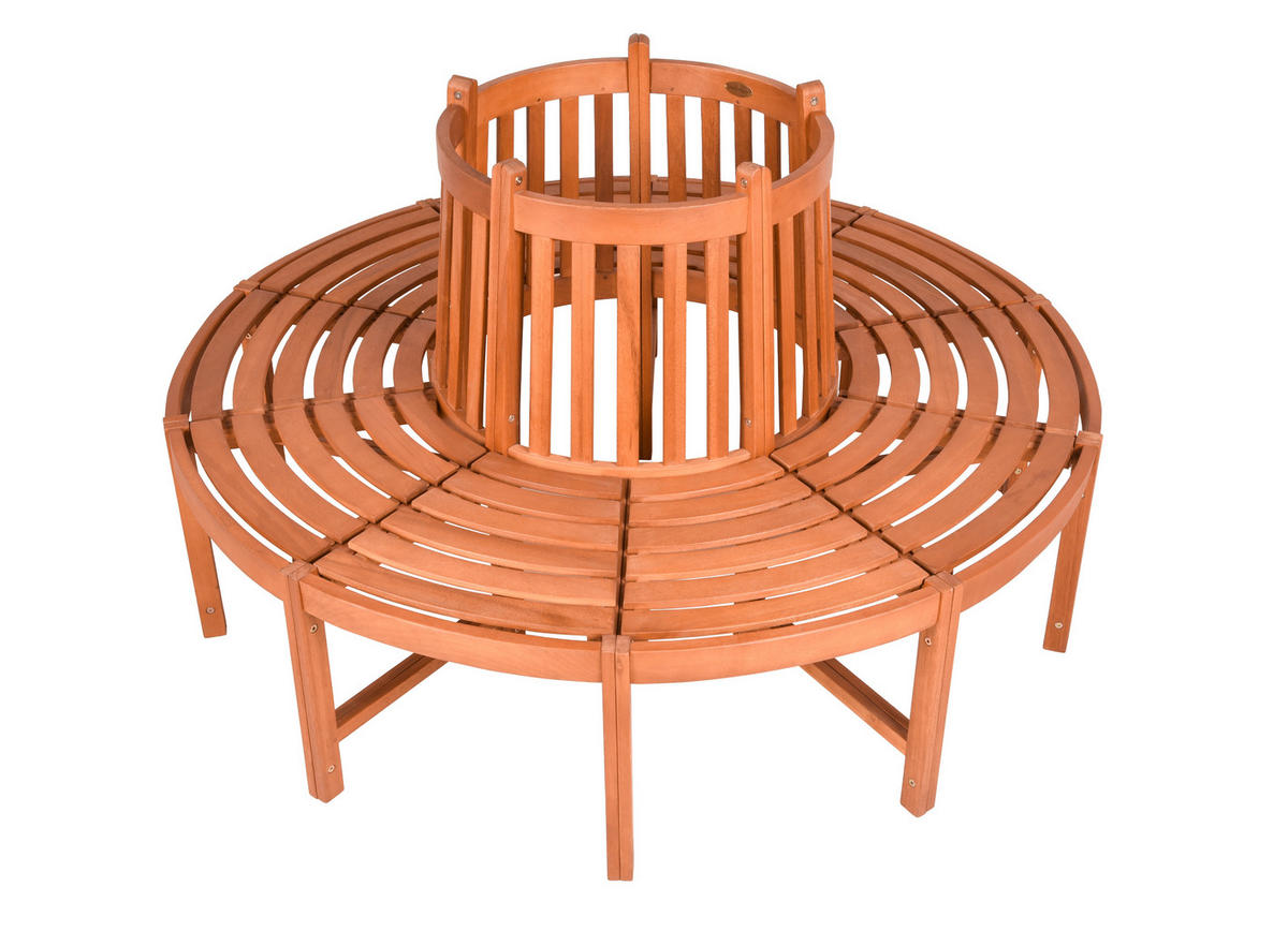 BAUMBANK Andy rund Eukalyptus Natur 91x160x160cm - Hellbraun, Holz (160/91/160cm) - DELUKE