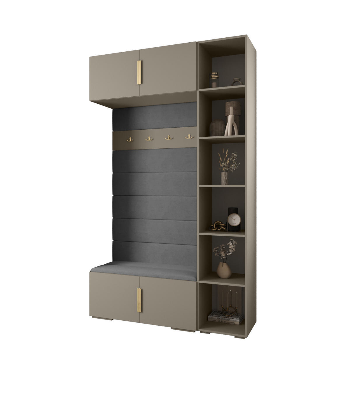 GARDEROBEN-SET 236,7/140/47 - Kaschmir/Schwarz, Holz/Kunststoff (140/236.7/47cm) - Abiks Möbel