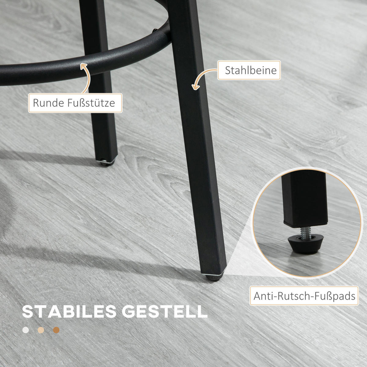 BARHOCKER Spanplatte Stahl Braun+Schwarz - Braun, Kunststoff (42/65/42cm) - HOMCOM