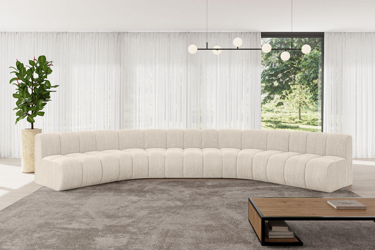 WOHNLANDSCHAFT modulares Sofa Montra-U1 - 490x174x70 cm Beige - Beige, Holzwerkstoff/Textil (490/70/174cm) - ALTDECOR