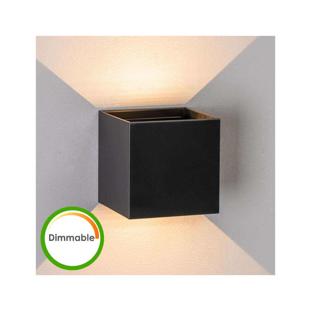 WANDLEUCHTE Cubic, Schwarz, 10cm, Dimmbar - Schwarz, Metall (10/10/10cm) - KOSILUM