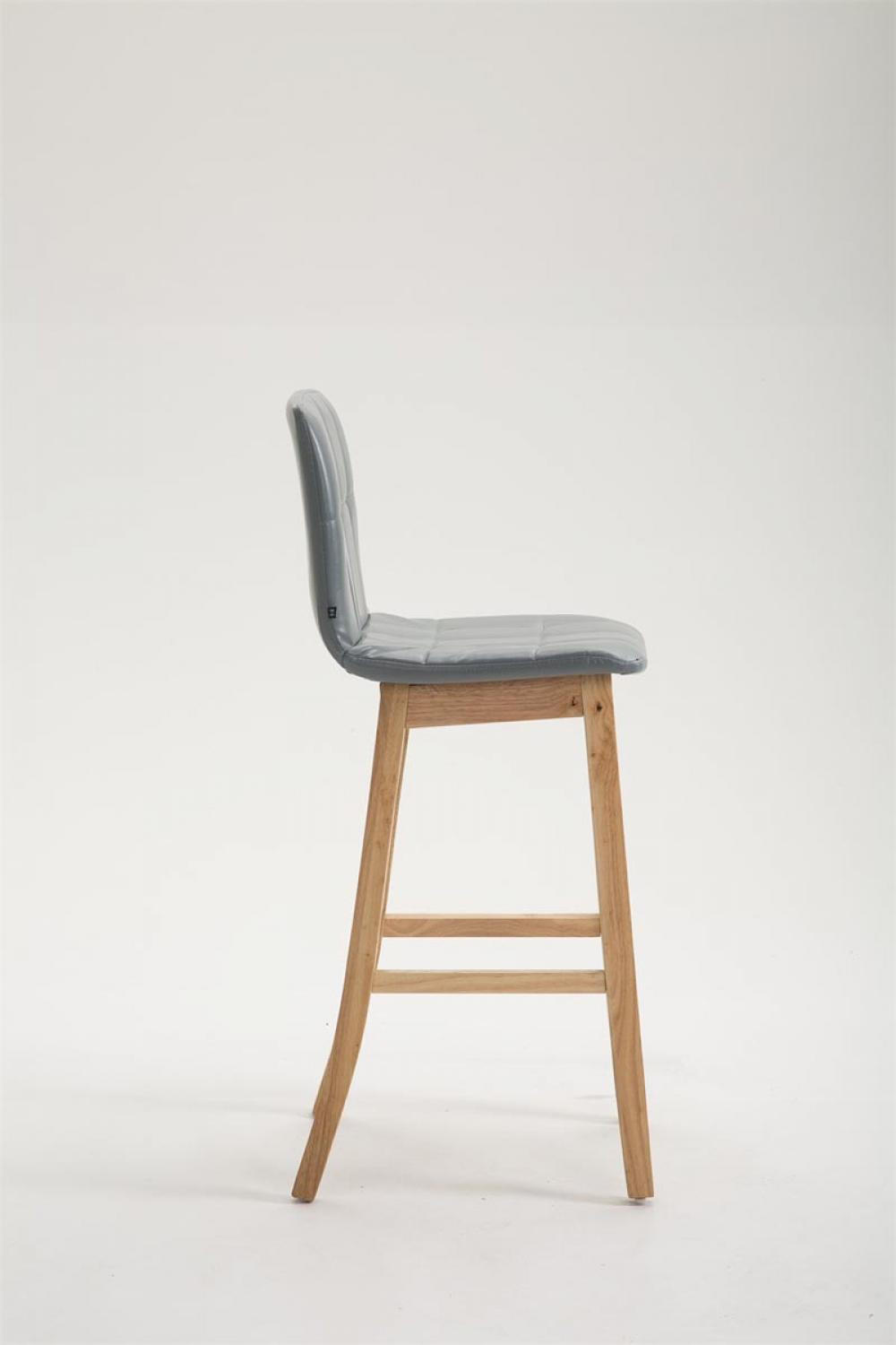 BARHOCKER Lederlook grau - Eukalyptusholzfarben/Grau, Holz/Textil (47/106/50cm) - CLP
