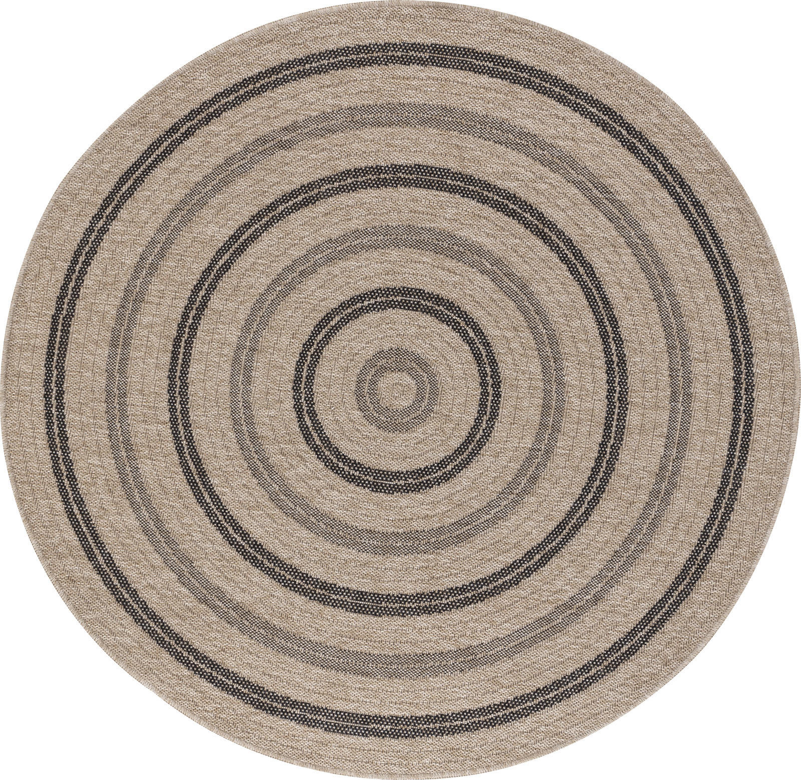 OUTDOORTEPPICH Rund Jute-Optik Ø 160 cm Beige - Beige/Schwarz, Kunststoff/Textil (160/160cm) - LIVABLISS