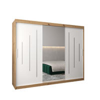 SCHWEBETÜRENSCHRANK 200/250/62 3-türig - Silberfarben/Weiß, Holz/Kunststoff (250/200/62cm) - Abiks Möbel
