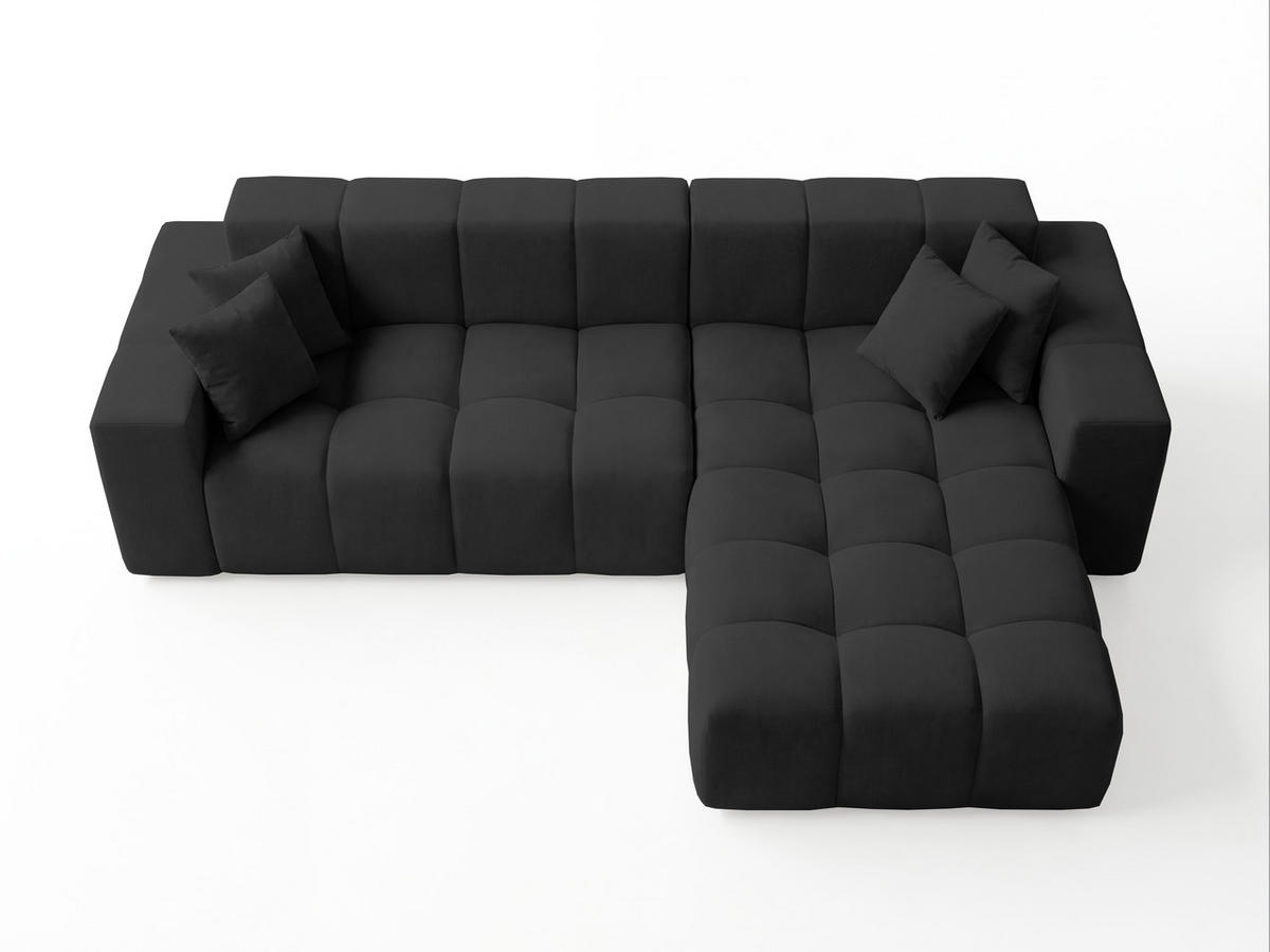 ECKSOFA Loopo Schwarz Rechts - Schwarz, Holz/Textil (265/180cm) - Graingold