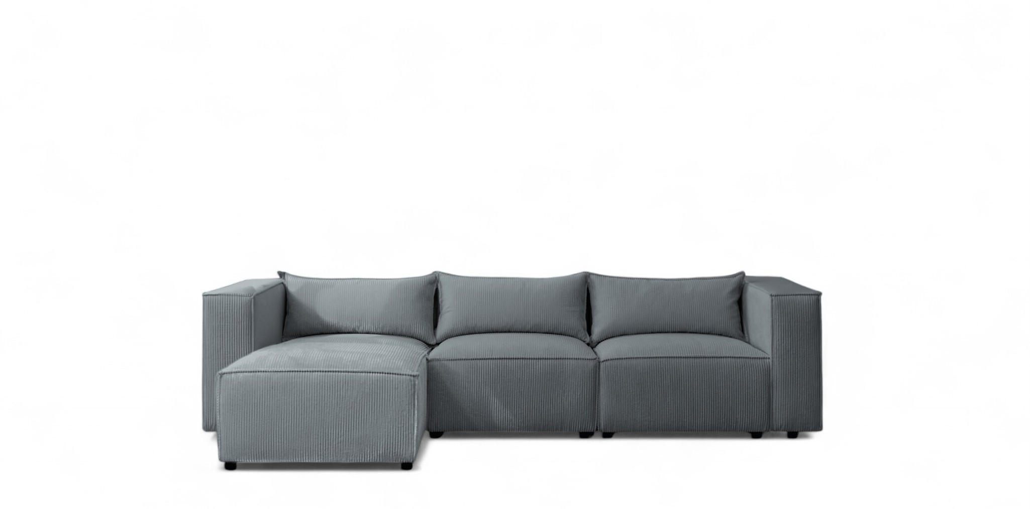 ECKSOFA Nevio - Blaugrau, Holzwerkstoff/Textil (185/290cm) - Fun Möbel