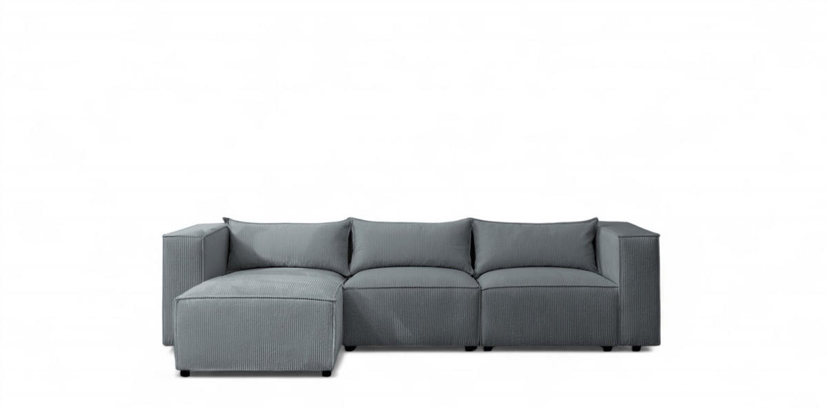 ECKSOFA Nevio - Blaugrau, Holzwerkstoff/Textil (185/290cm) - Fun Möbel