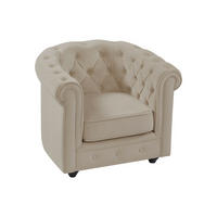 SESSEL mit gerader Rückenlehne - 1 -Sitzer - Samt - beige - CHESTERFIELD - Beige, Textil (82/72/78cm) - Vente-Unique