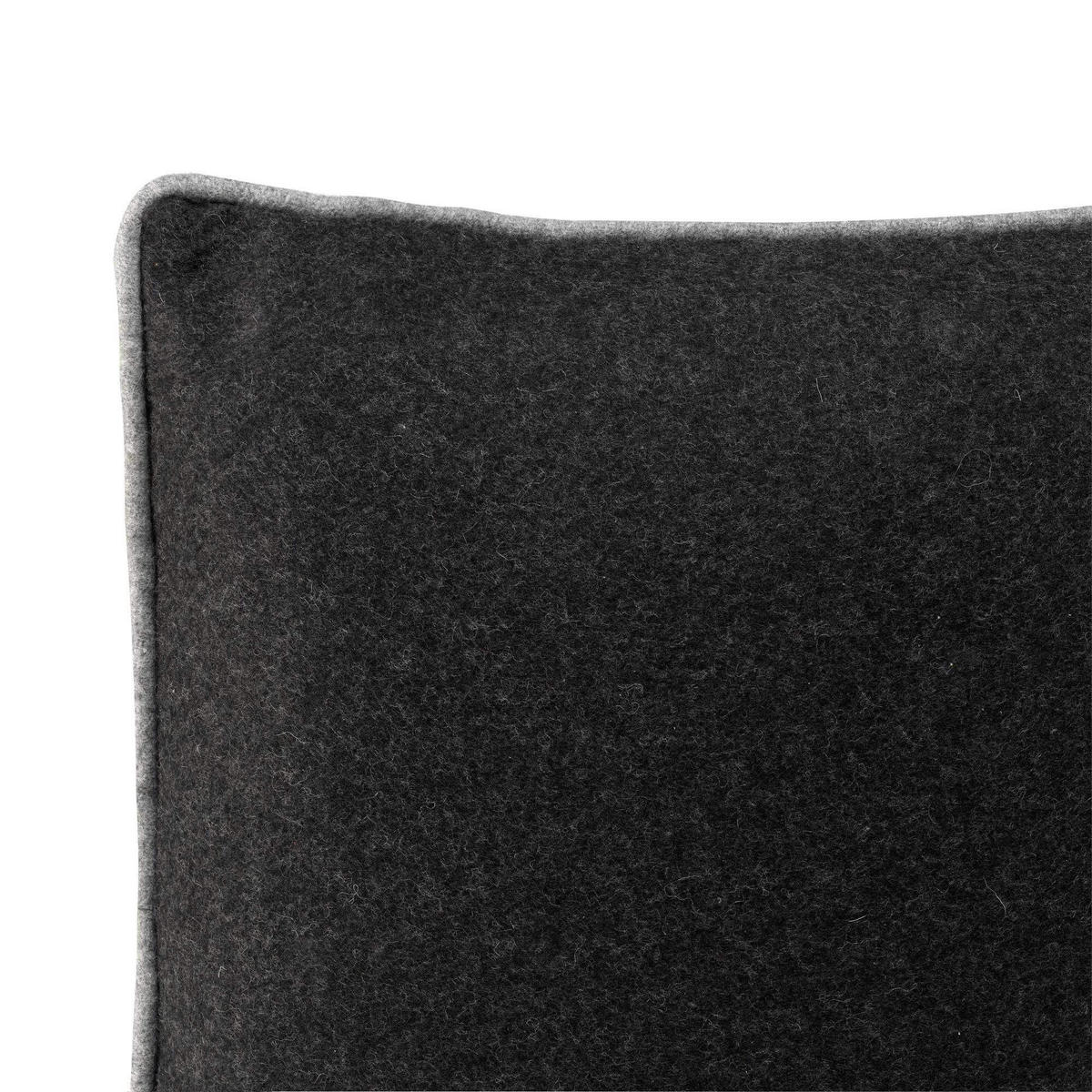 KISSENBEZUG dekorativ piping felt 50x50 cm schwarz - Schwarz, Textil (50/50cm) - Happy Friday