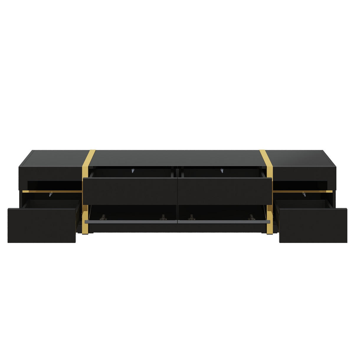 TV-LOWBOARD 180/40/38 cm mit 4 Schubladen und 2 Türen in Schwarz - Schwarz, Holzwerkstoff (180/38/40cm) - BEAOK
