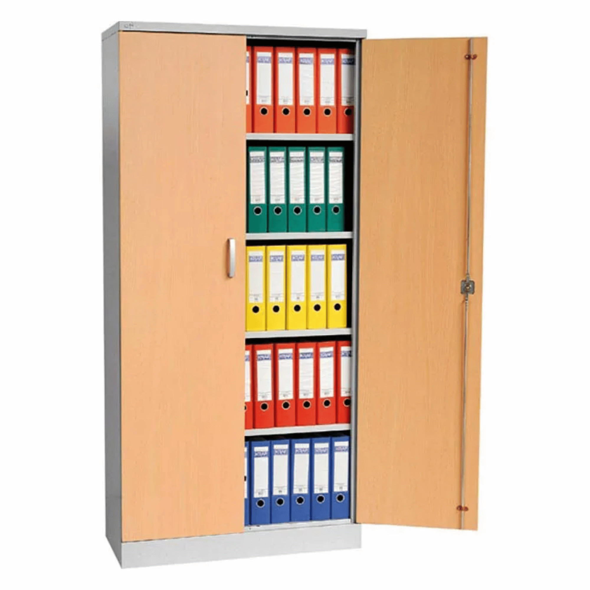 AKTENSCHRANK Beetle 4 Fachböden 195x92x42 cm Silber & Buche - Buchefarben, Metall (92/195/42cm)