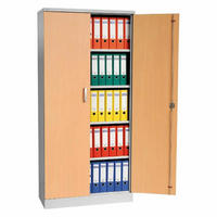 AKTENSCHRANK Beetle 4 Fachböden 195x92x42 cm Silber & Buche - Buchefarben, Metall (92/195/42cm)