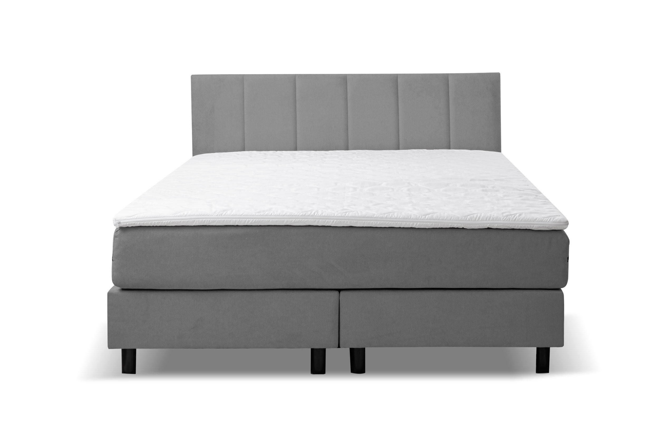 BOXSPRINGBETT Paris, Polsterbett Maße: 160x200 cm, Farbe: Grau, Velourstoff, Doppelbett mit Bonell-Matratze H3 inkl. Topper - Grau, Holz/Kunststoff (160/200cm) - VENASI MÖBEL