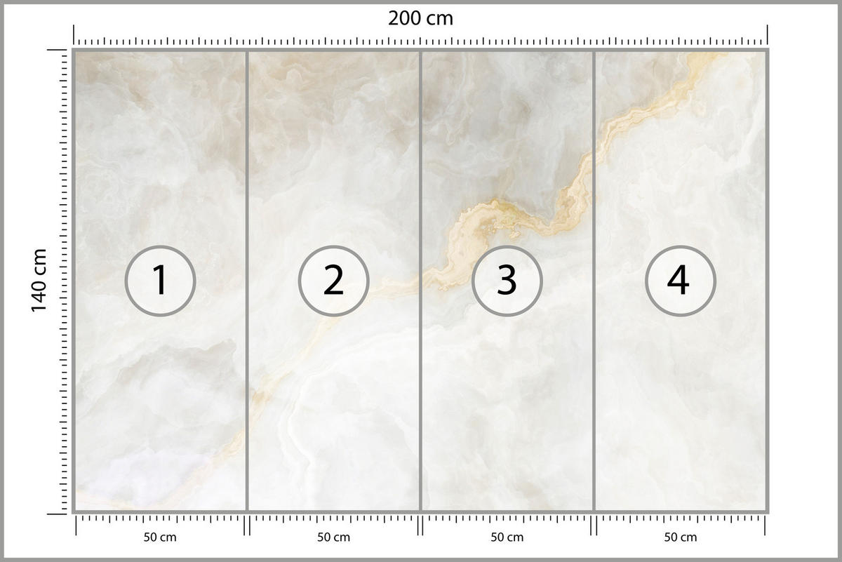 FOTOTAPETE für Wohnzimmer Zarter Marmor Goldakzente 200x140 - Beige/Goldfarben, Papier (200/140cm) - Muralo
