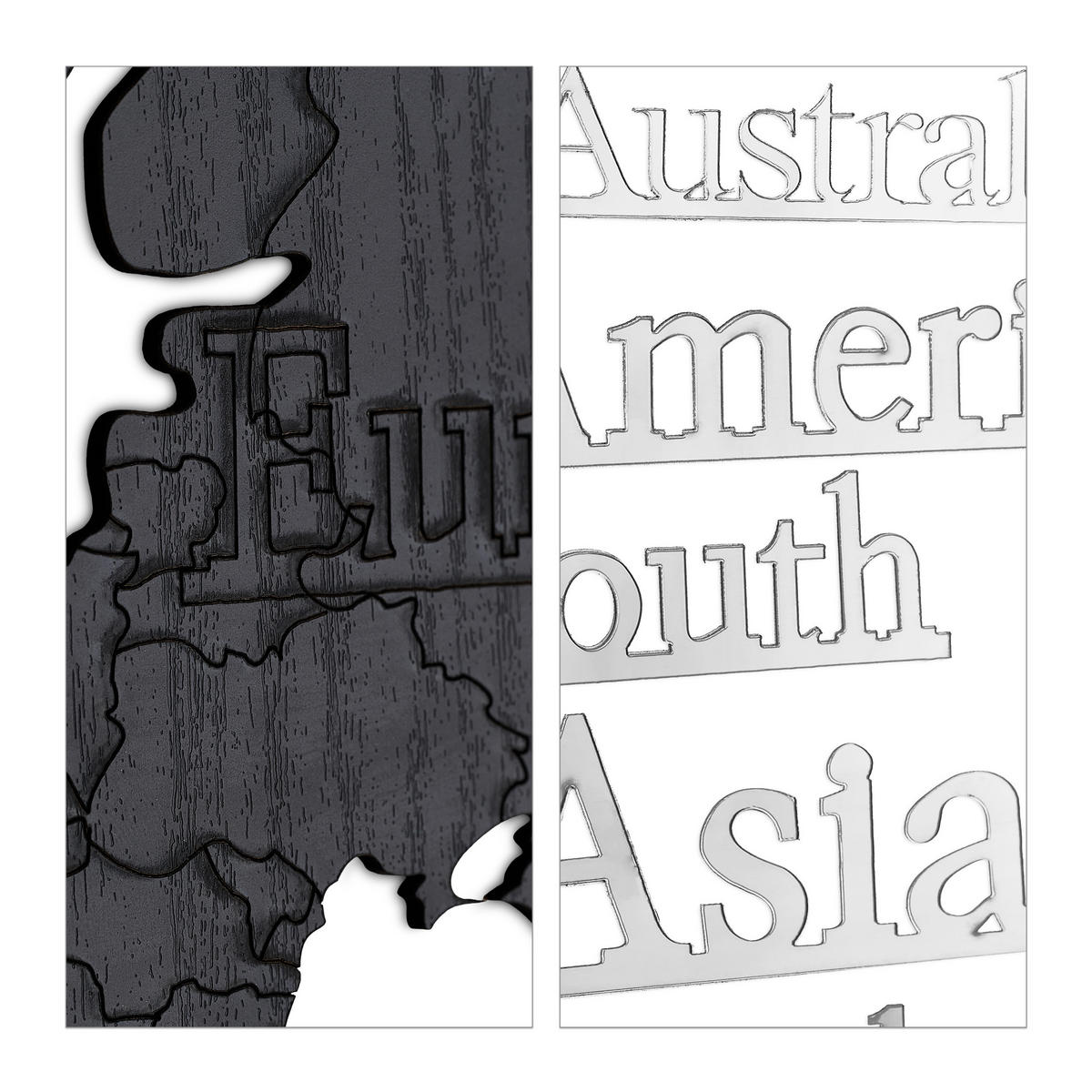 WELTKARTE - Schwarz, Holzwerkstoff/Metall (113/61/0.3cm) - Relaxdays