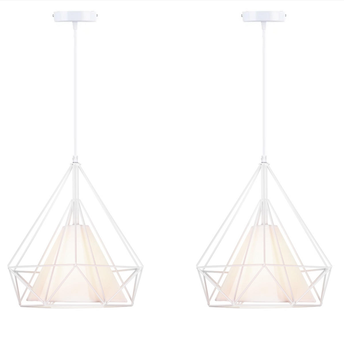 PENDELLEUCHTE ACOS 2-er Set, Weiß - Weiß, Textil/Metall (36/36/37cm) - KONSIMO®