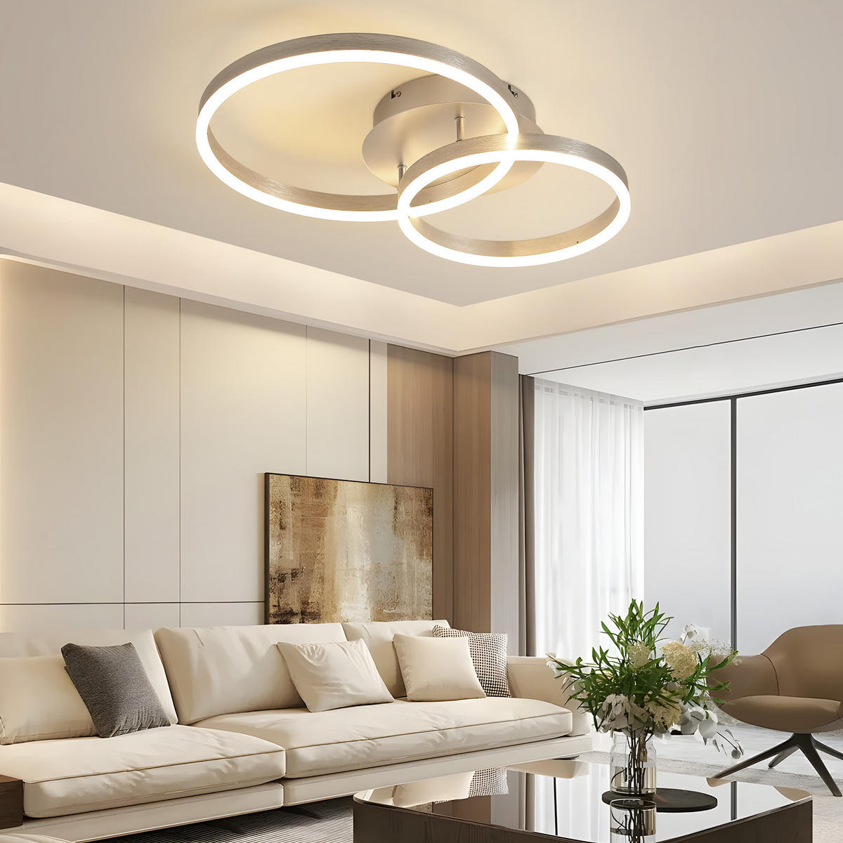 LED-DECKENLEUCHTE Jensk 30/24/40 cm - Silberfarben, Metall (40/30/24cm) - ZMH