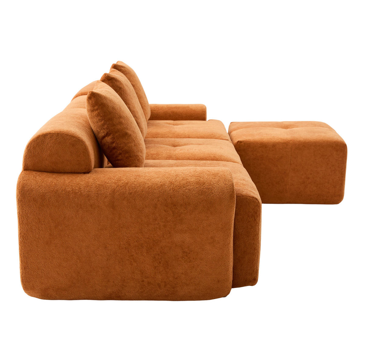 ECKSOFA 268/102/78 cm ohne Montage, modular mit Memory-Schaum und Kordstoffbezug, Orange - Orange, Textil (97/100cm) - Redom