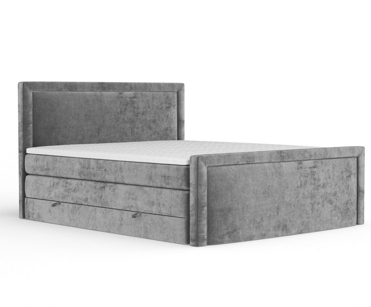 BOXSPRINGBETT Lavenda Grau 140/200 cm - Schwarz/Grau, Holz/Holzwerkstoff (140/200cm) - Maison de Reve