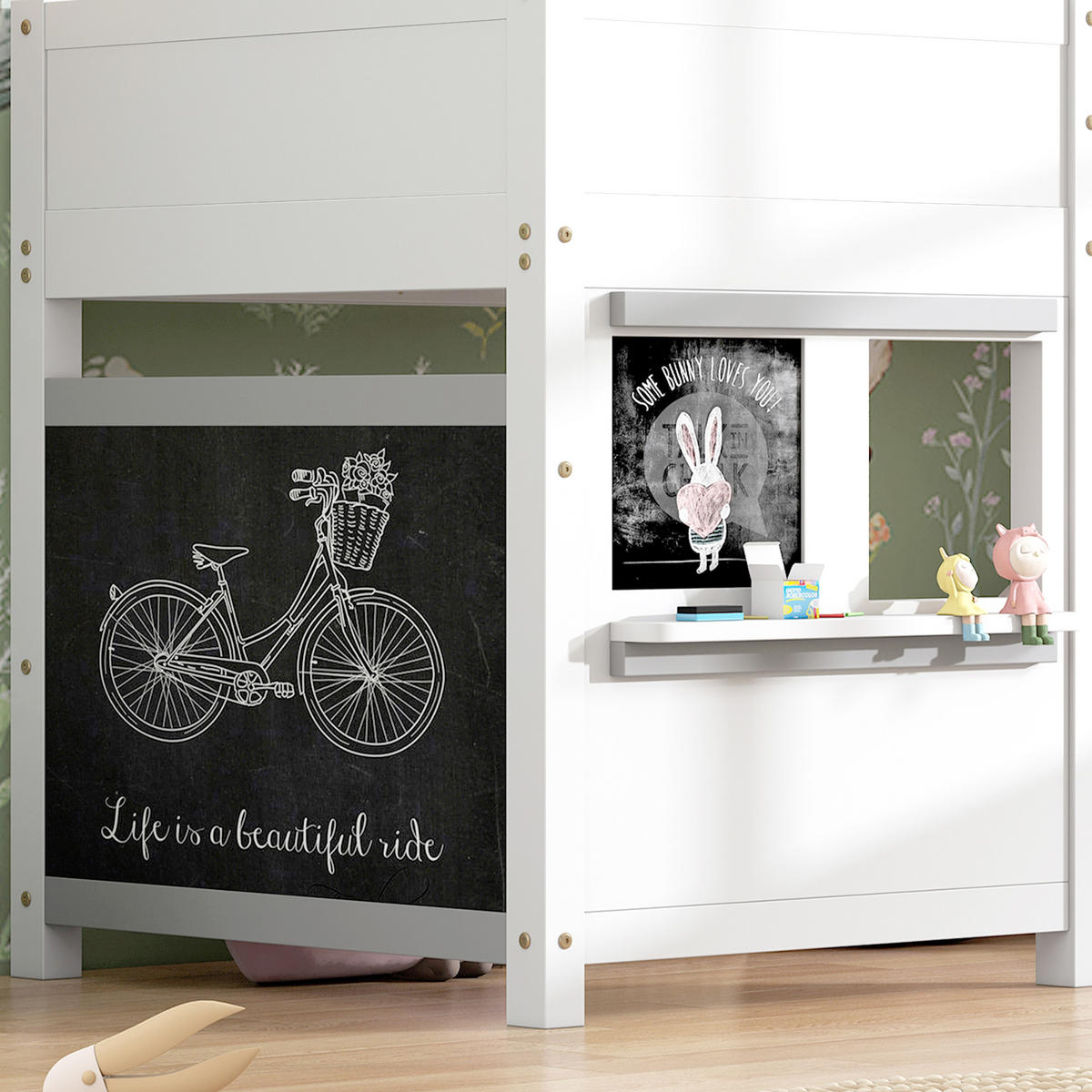 ETAGENBETT, Ablage, Graffitifähig, Weiß, 90x200cm - Weiß, Holzwerkstoff (90/200cm) - FLIEKS