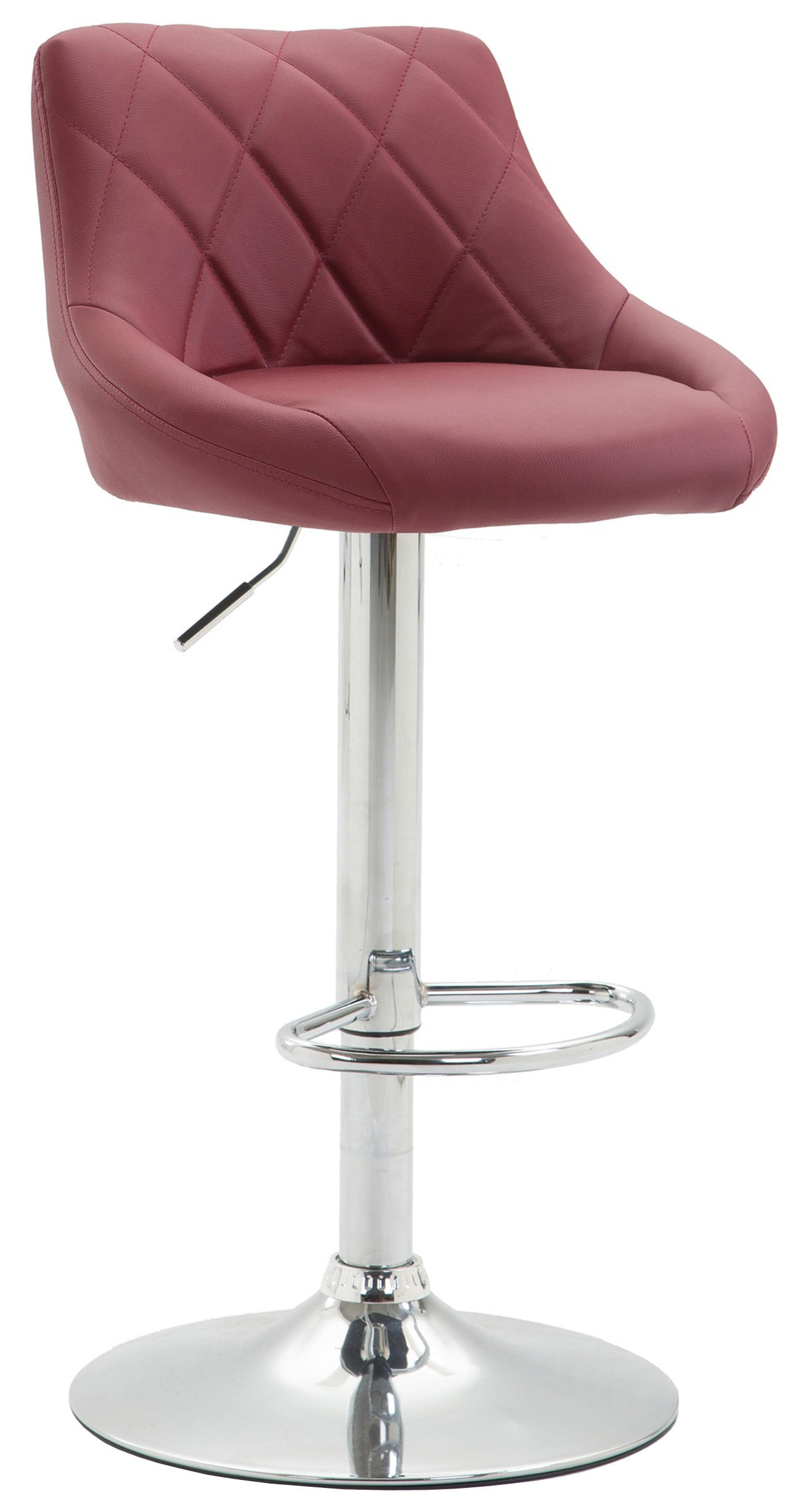 BARHOCKER Lederlook bordeauxrot - Chromfarben/Bordeaux, Textil/Metall (46/83/49cm) - CLP